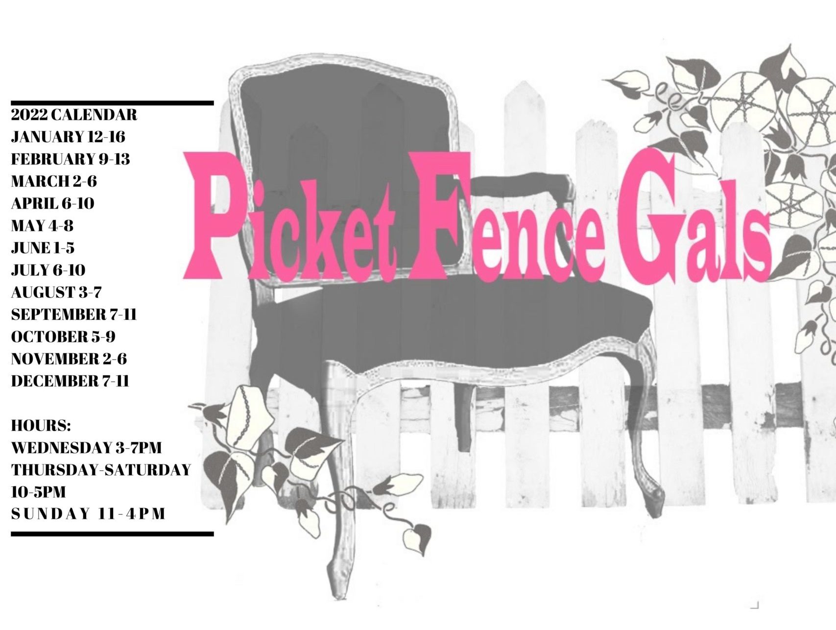 Picket Fence Gals 2022 Sale Dates